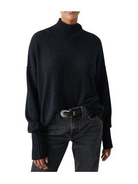 Free People Vancouver Turtleneck Sweater Black Knit size S Pullover oversized